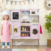 Pretend Play Kitchen Toy Kitchen Playset with Range Hood Ice Maker and Telephone-Light Pink - Gallery View 1 of 10