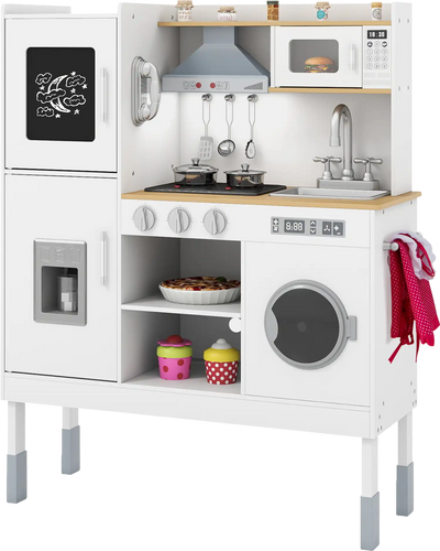 Costway Pretend Play Toy Kitchen Playset w/ Range Hood Ice Maker Telephone 42731947 New