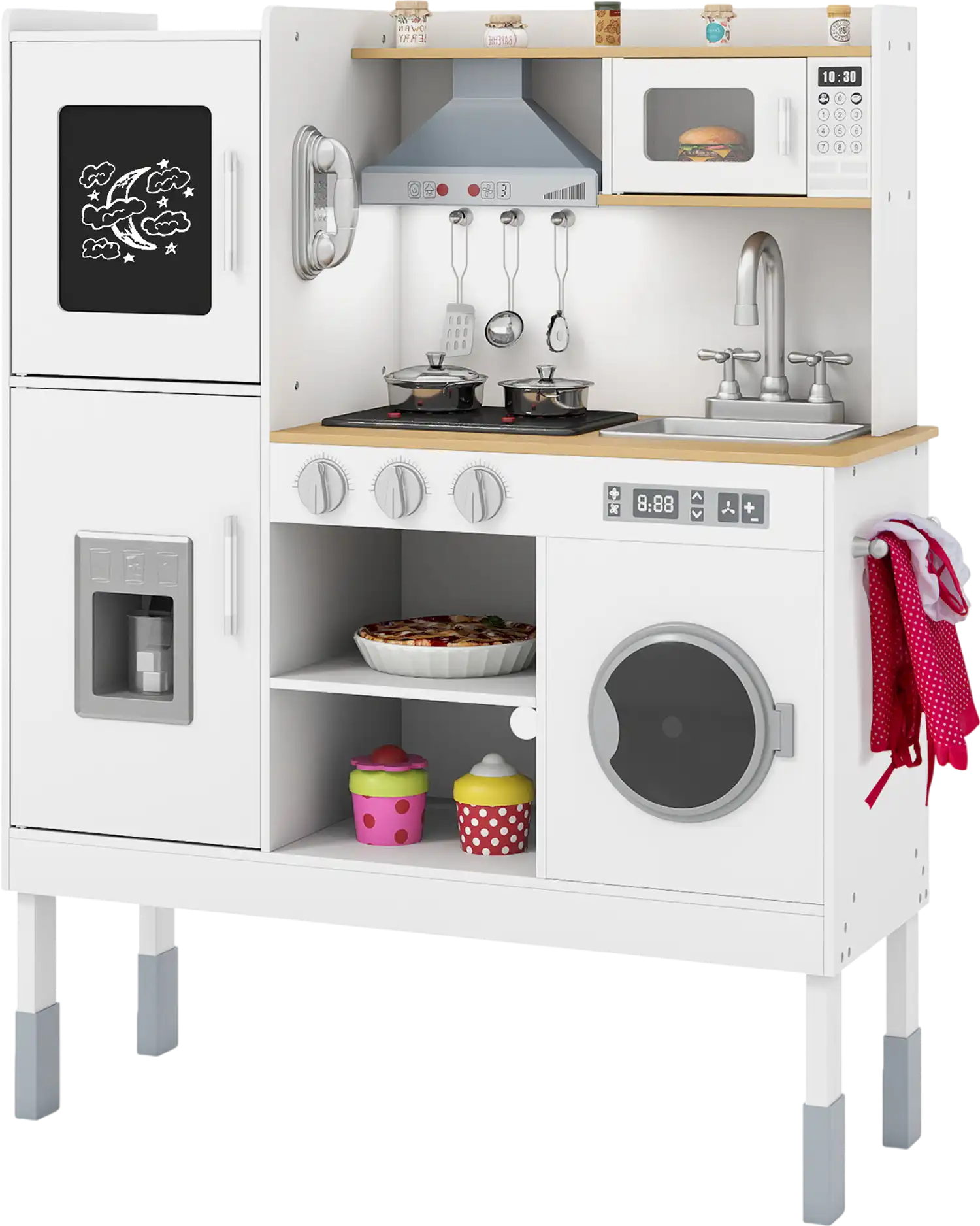 Costway Pretend Play Kitchen Toy Playset w/ Range Hood Ice Maker Telephone 42731947 New