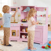 Pretend Play Kitchen Wooden Toy Set with Range Hood Real Sounds and Lights-Pink - Gallery View 1 of 11