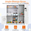 Pretend play kitchen for kids with 5 cabinets, stove, sink, and realistic sounds, perfect for imaginative cooking fun.