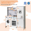 Pretend play kitchen for kids featuring stove, sink, washing machine, and realistic sounds, ideal for imaginative play.