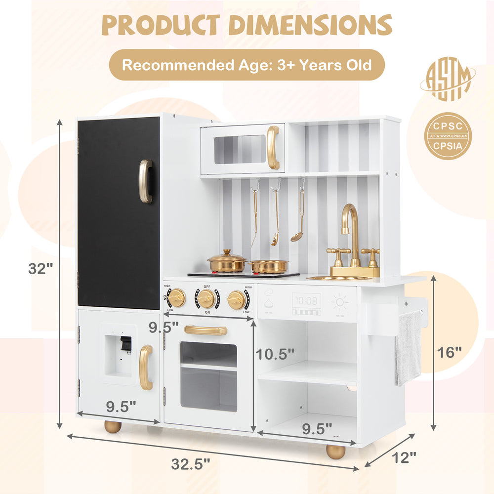 Pretend play kitchen for kids featuring a dishwasher, oven, and realistic sounds, perfect for imaginative cooking fun.