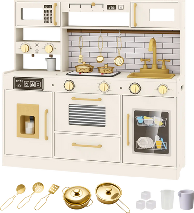 Costway Pretend Toy Kitchen Playset w/ Stoves Water Dispenser 96529817 New