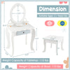 Kids 2-in-1 white princess makeup table with removable mirror and storage, perfect for ages 3+ years old.