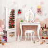 Princess vanity table and stool set in white with full-length mirror, perfect for kids' room organization and.