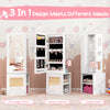 Freestanding jewelry cabinet armoire with full-length mirror, large storage, and safety features for kids' rooms.