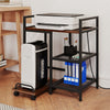 Printer Stand with Charging Station and Storage Shelves-Rustic Brown - Gallery View 1 of 10