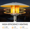 Portable tabletop propane patio heater with 11,000 BTU output, 360° heating, and rust-resistant design for outdoor use.