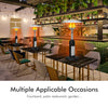 Portable tabletop propane patio heater in black, ideal for outdoor use in courtyards and restaurants, provides 11,000.