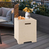 Premium terrazzo gas tank holder side table with cut-out handles, perfect for outdoor elegance and easy mobility.