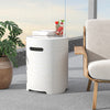 Stylish propane tank cover table in high-quality terrazzo with side handles, perfect for patio or deck use.
