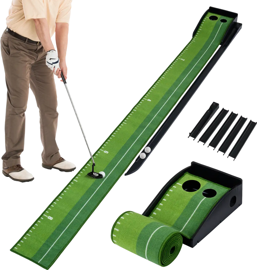 Putting Green Indoor Golf Putting Mat with Auto Ball Return 3 Putting Practice Balls