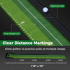 Indoor golf putting mat with clear distance markings, auto ball return, and three practice balls for consistent.