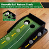 Putting green indoor golf mat with auto ball return track and distance markings for consistent practice at home or.