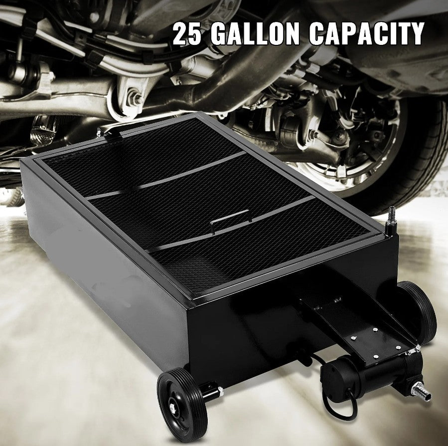 Vevor Low-Profile Oil Drain Pan 25-Gallon with Pump and Casters New