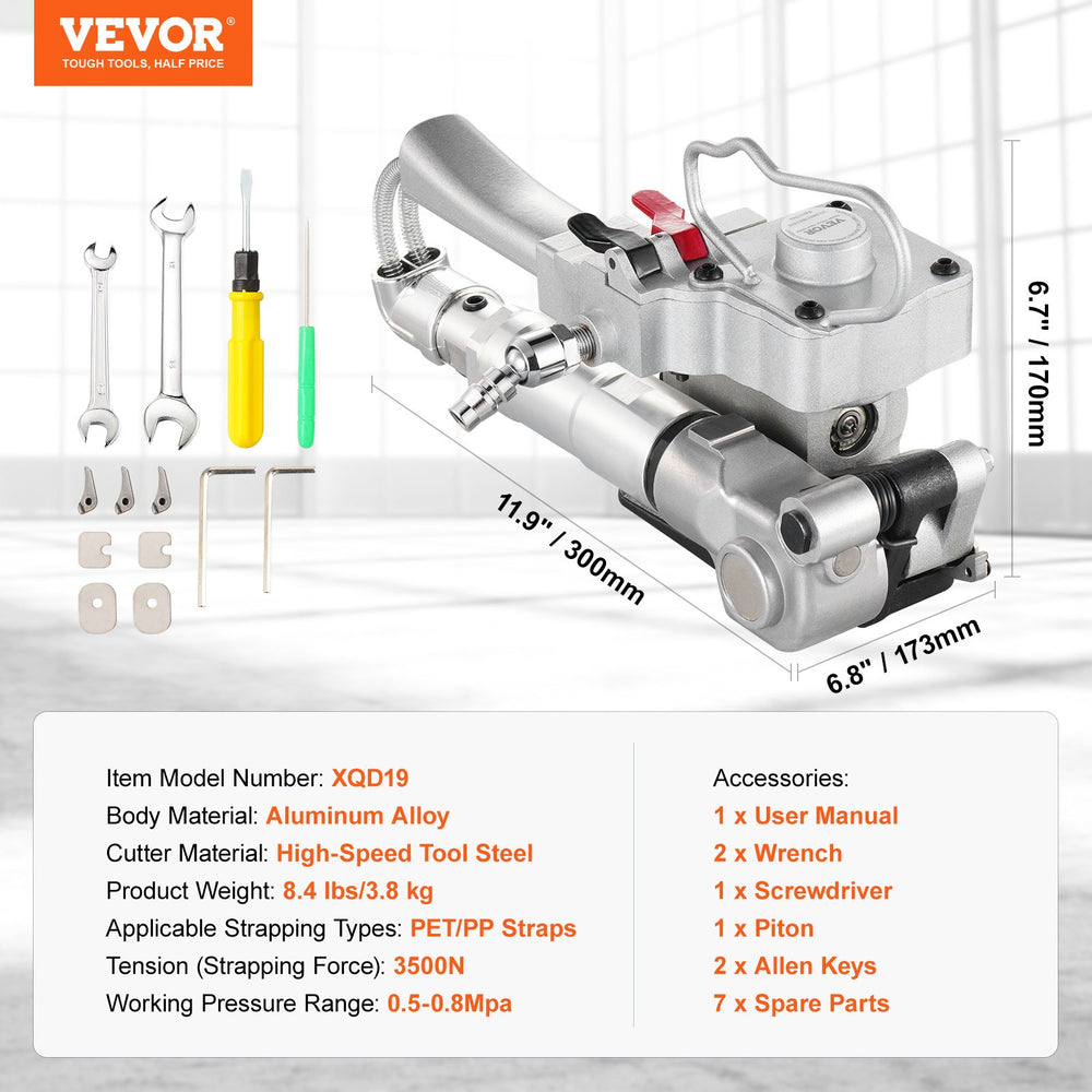 Vevor Pneumatic Strapping Tool Hand Held for 1/2"-3/4" PP/PET Bands New