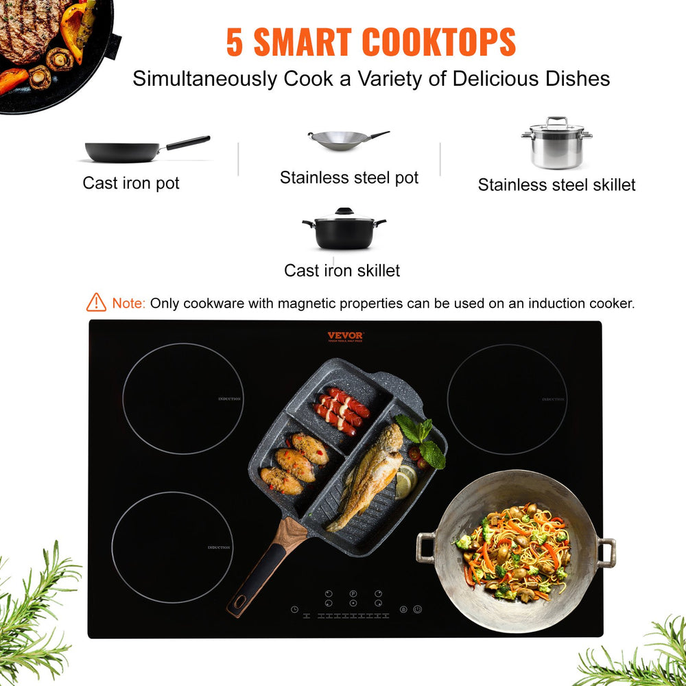 Vevor Electric Cooktop 30" 5 Burners 9200W Built-In Magnetic Induction Stove Top New