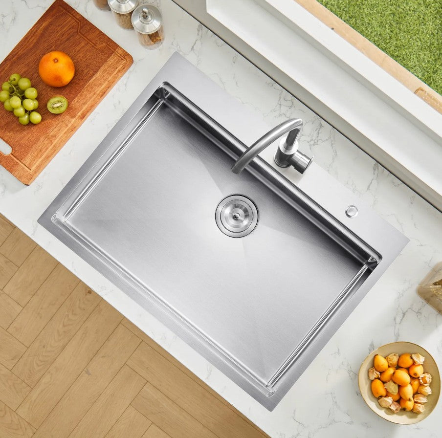 Vevor Drop-In Kitchen Sink 30" Stainless Steel Top-Mount Single Bowl with Workstation New