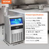 Vevor Commercial Ice Maker 110lbs/24H with 33lbs Storage 60 Cubes Freestanding Auto Cleaning New