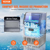 Vevor Commercial Ice Maker 120Lbs/24H with 33 Lbs Storage LED Digital Display Auto Cleaning New