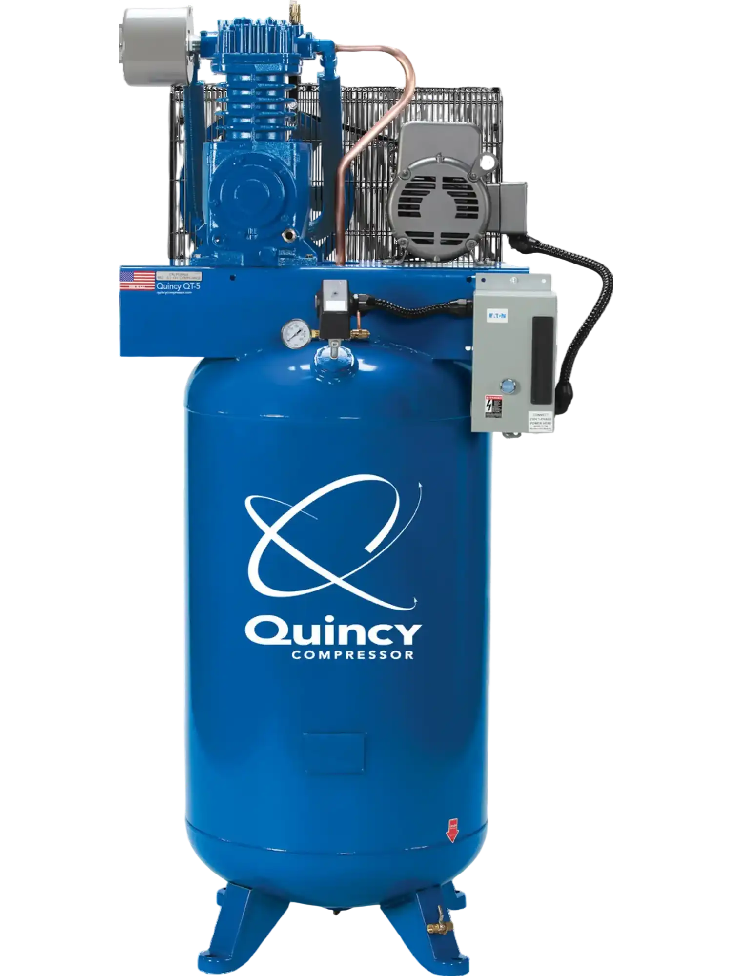 Quincy Compressor QT-7.5 Two Stage Piston Air Compressor 7.5 HP 80 Gallon Vertical 230V 3 Phase New