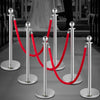 Vevor Stanchion Crowd Control Posts 37.4" Silver with 5' Red Velvet Rope 6 Pcs New