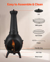 Vevor Outdoor Aluminum Chiminea Fireplace 18" with Grill Mesh and Chimney Coat New