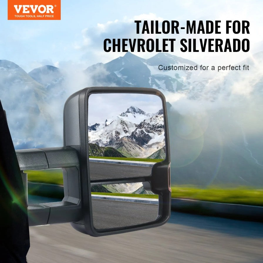 Vevor Power Heated Towing Mirrors with Signal and LED Lights for Chevy/GMC/Cadillac (2003–2007) New