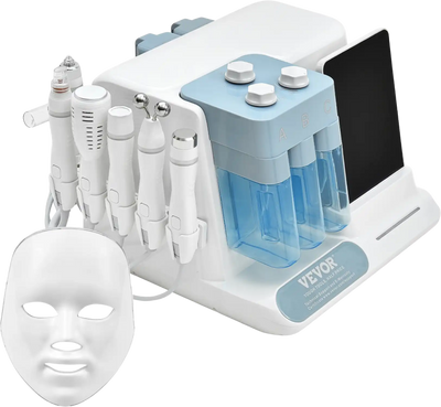 Vevor Facial Machine 8-in-1 Hydrogen Oxygen with 7 Skincare Probes 7 Color Light Beauty Mask New