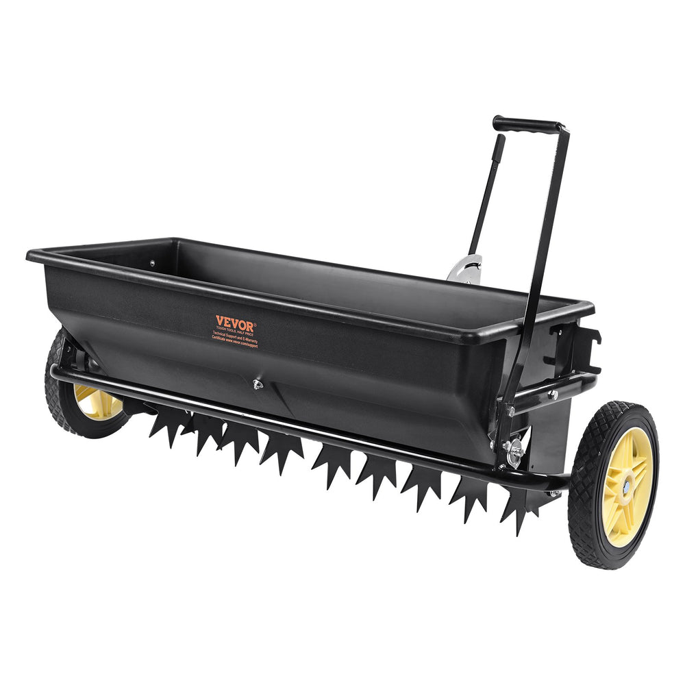 Vevor Broadcast Tow Behind Spreader 100 lbs Capacity with 10" Wheels Black New