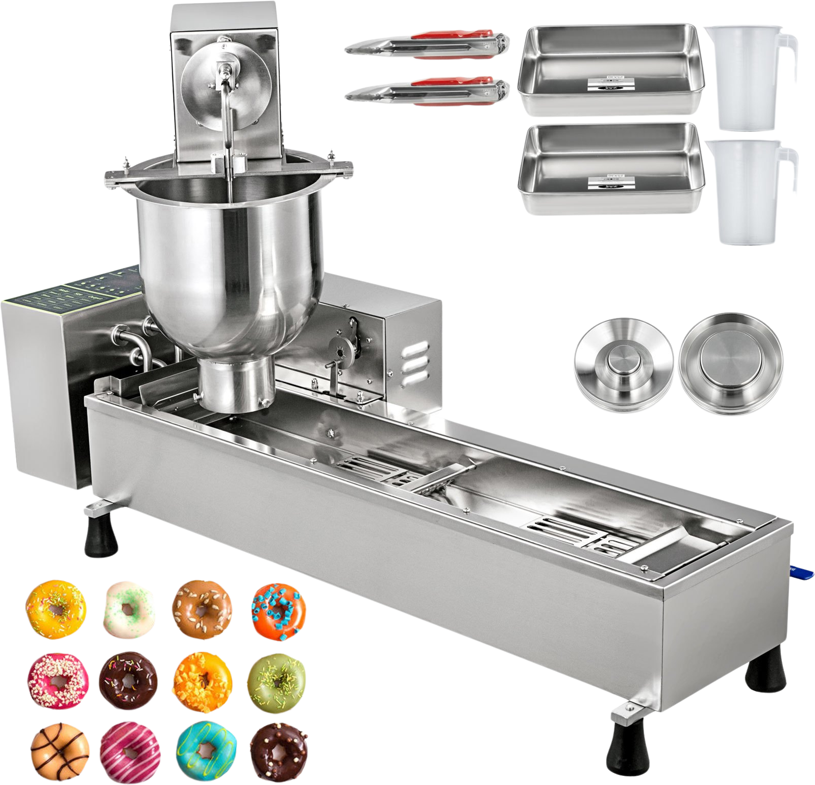 Vevor Automatic Donut Maker with 1.85 Gal Hopper Commercial Stainless Steel Single Row 3 Mold Sizes New