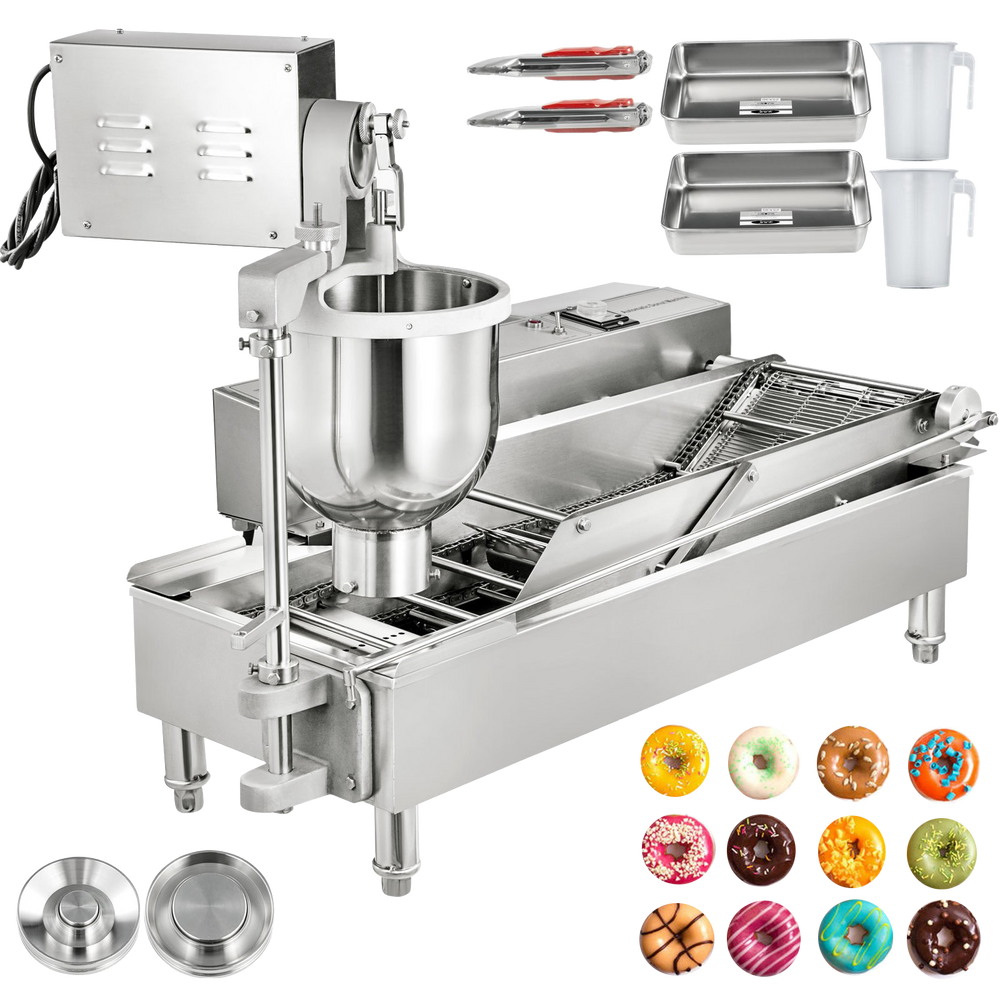 Vevor Automatic Donut Maker with 1.85 Gal Hopper 2 Rows Commercial Stainless Steel 3 Mold Sizes New