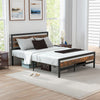 Full/Queen Industrial Bed Frame with Rustic Headboard and Footboard-Queen Size - Gallery View 1 of 11