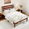 Queen Size Bed Frame 15.5 Inch Solid Wood Platform Bed with Retro Headboard - Gallery View 1 of 10