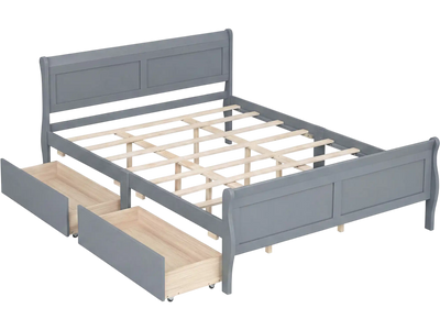 Costway Queen Bed Frame w/ 2 Storage Drawers & Footboard 57352218 New