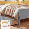 Queen size bed frame in gray with embedded design, featuring two storage drawers and a modern headboard for stylish.