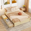 Queen Size Bed Frame with 2 Rolling Storage Drawers-Natural - Gallery View 1 of 10