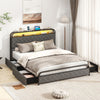 Twin/Full/Queen Size Bed Frame with LED Lights and Charging Station-Queen Size - Gallery View 1 of 16