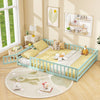 Queen Size Floor Bed Kids Montessori Bed Frame with Full Length Safety Guardrails-Green - Gallery View 1 of 10