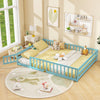 Queen Size Floor Bed Kids Montessori Bed Frame with Full Length Safety Guardrails-Dark Green - Gallery View 1 of 10