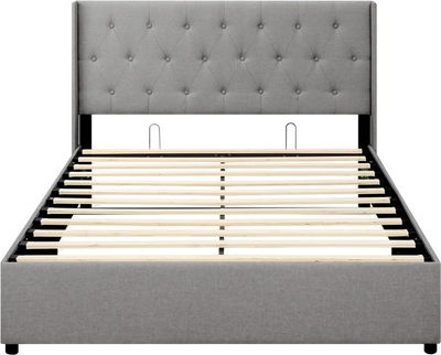 Costway Queen Lift-Up Storage Linen Upholstered Platform Bed 71529235 New