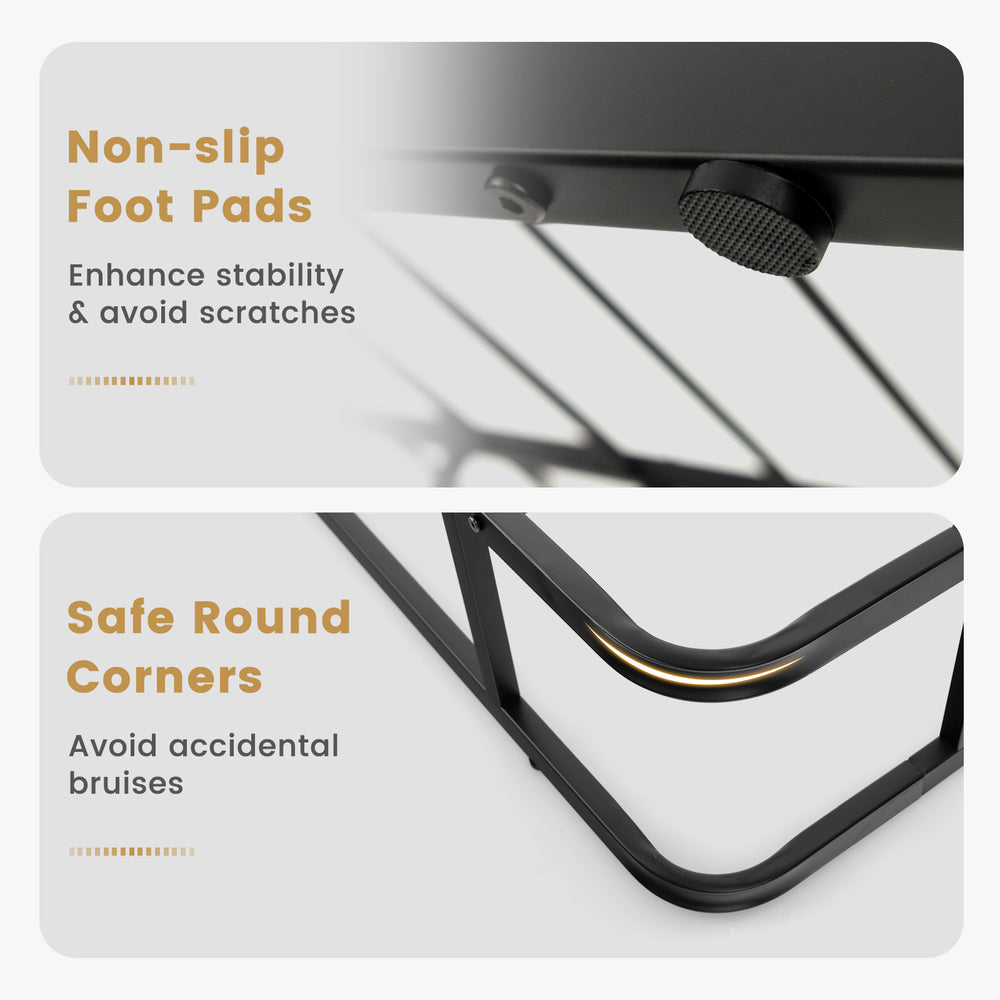 Close-up of the Queen Size Bed Frame's non-slip foot pads and safe round corners for enhanced stability and safety.