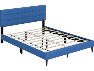 Costway Queen Upholstered Platform Bed Frame Headboard 92163748 New