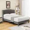 Full/Queen Size Upholstered Platform Bed Frame with Button Tufted Headboard-Queen Size - Gallery View 1 of 10