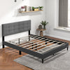 Queen Size Upholstered Platform Bed with Button Tufted Headboard-Gray - Gallery View 1 of 10