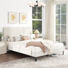Queen Size Velvet Bed Frame Upholstered Platform Bed with Chevron Headboard Beige - Gallery View 1 of 10
