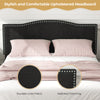 Upholstered headboard with nailhead trim in durable linen fabric, designed for queen size bed frames, offering stylish.