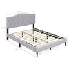 Queen size upholstered platform bed with button tufted headboard, featuring durable linen fabric and sturdy wooden.