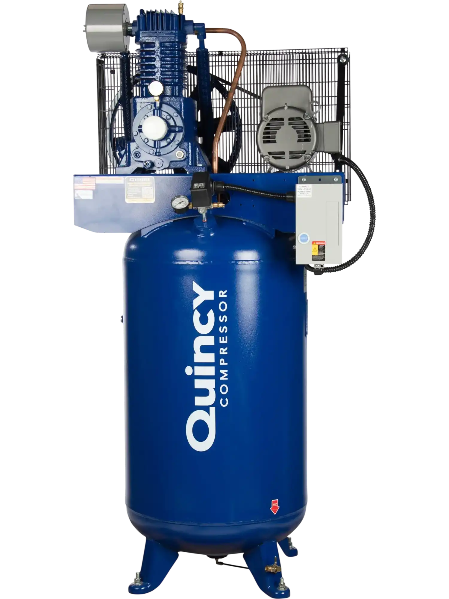 Quincy Compressor QP-7.5 Two Stage Piston Air Compressor 7.5 HP 80 gallon Vertical Pro Plus 230V 3 Phase New